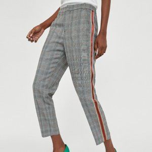 Grey checked trousers with side stripe